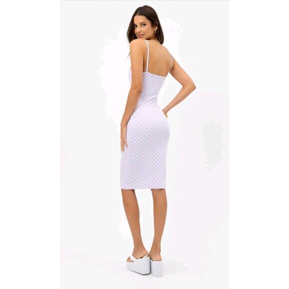 Frankies Bikinis Quinn Purple Checkered Jacquard Dress Size Medium New - Picture 3 of 5